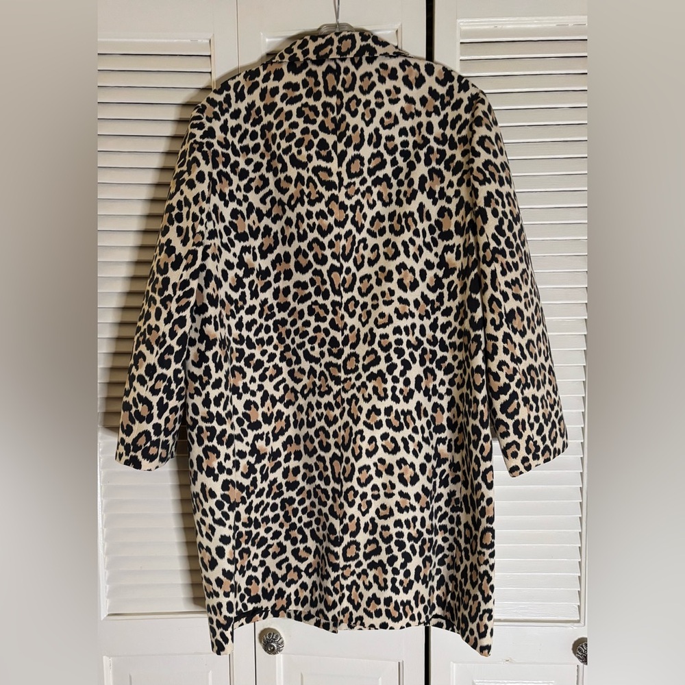 KATE SPADE silk blend LEOPARD coat TOPPER button front PLUS SIZED 14 - Picture 5 of 7